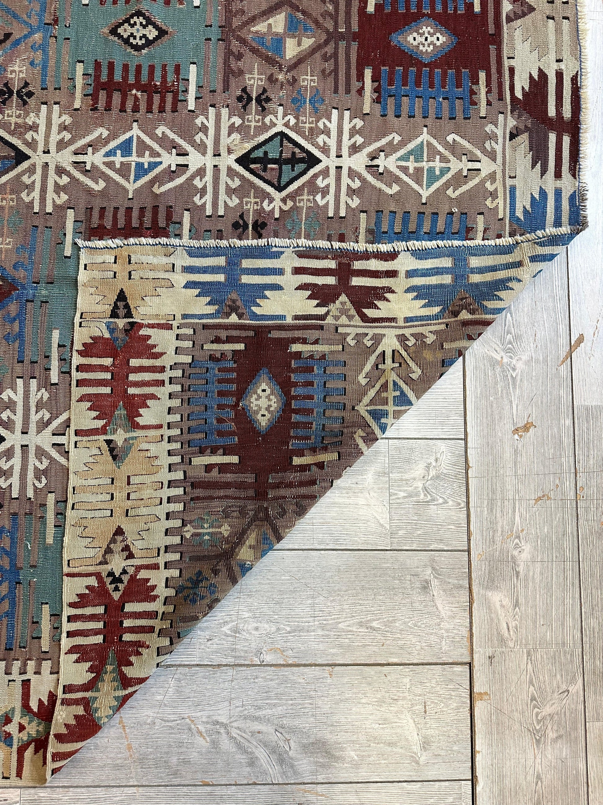 Reyhanli Anatolian 19th C Antique One Of A Kind Kilim Rug 5’ x 8’3” - Nuvé