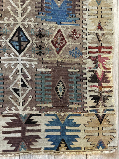 Reyhanli Anatolian 19th C Antique One Of A Kind Kilim Rug 5’ x 8’3” - Nuvé