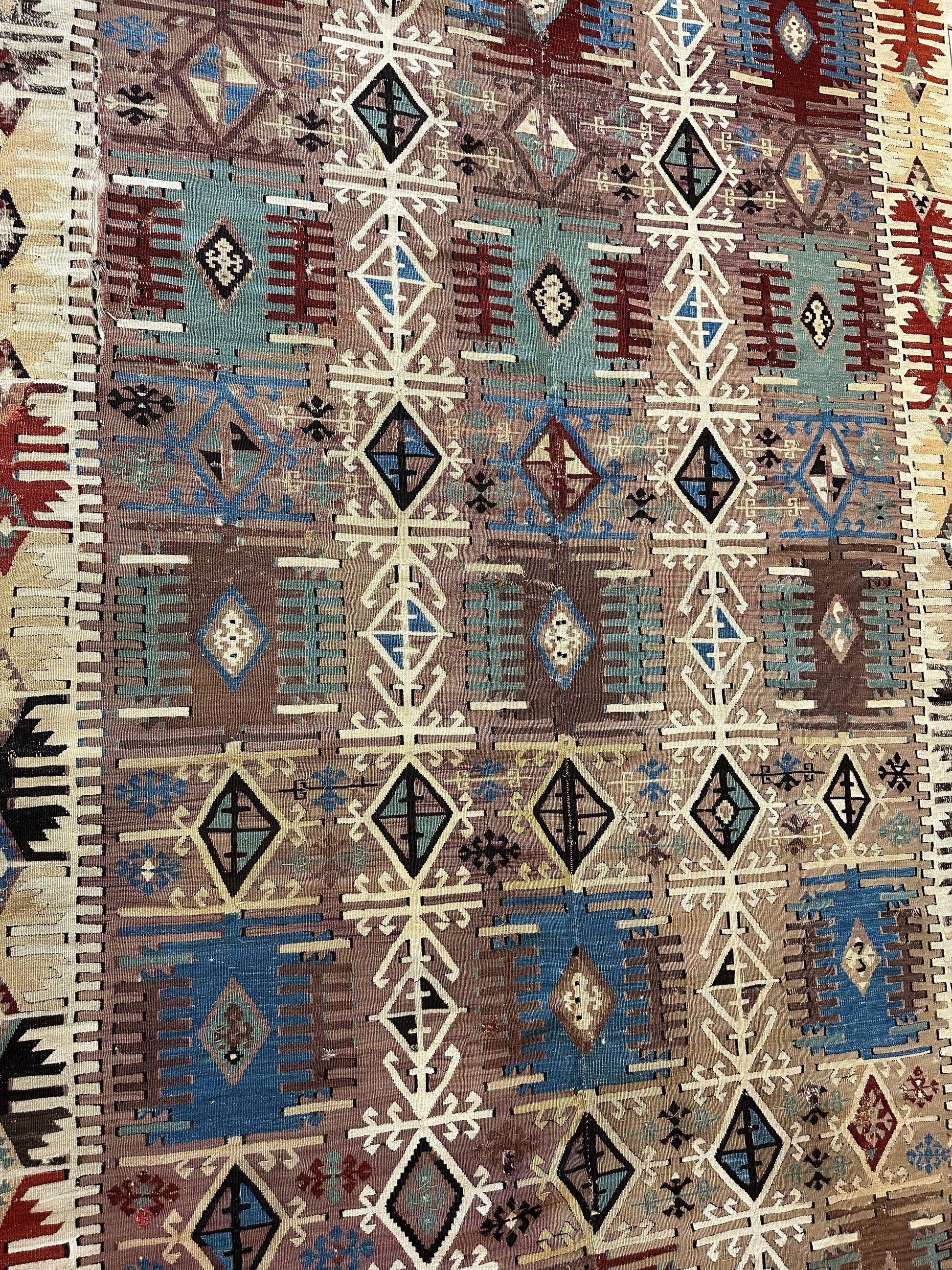 Reyhanli Anatolian 19th C Antique One Of A Kind Kilim Rug 5’ x 8’3” - Nuvé