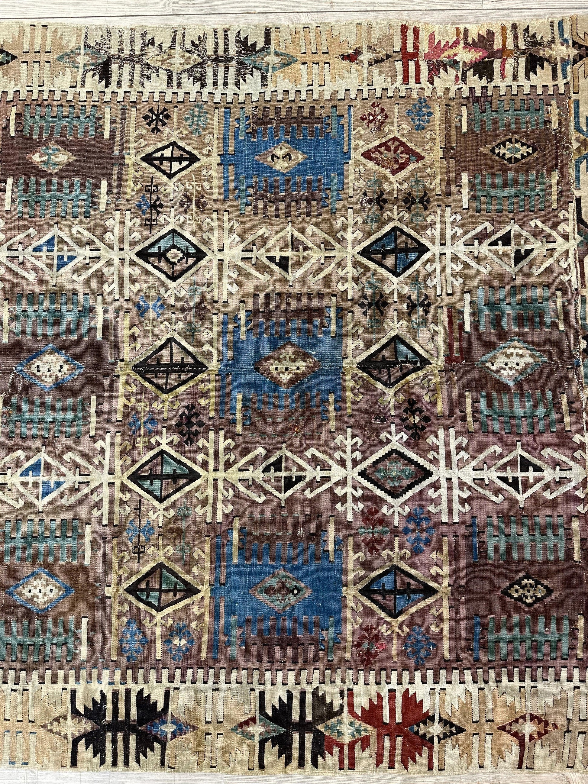 Reyhanli Anatolian 19th C Antique One Of A Kind Kilim Rug 5’ x 8’3” - Nuvé