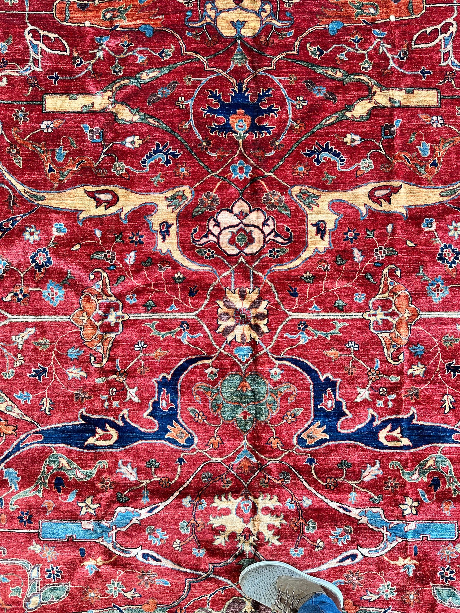 Hand-Knotted Afghani Bidjar Wool Rug – 9’x12’6” – Intricate Geometric & Floral Motifs - Nuvé