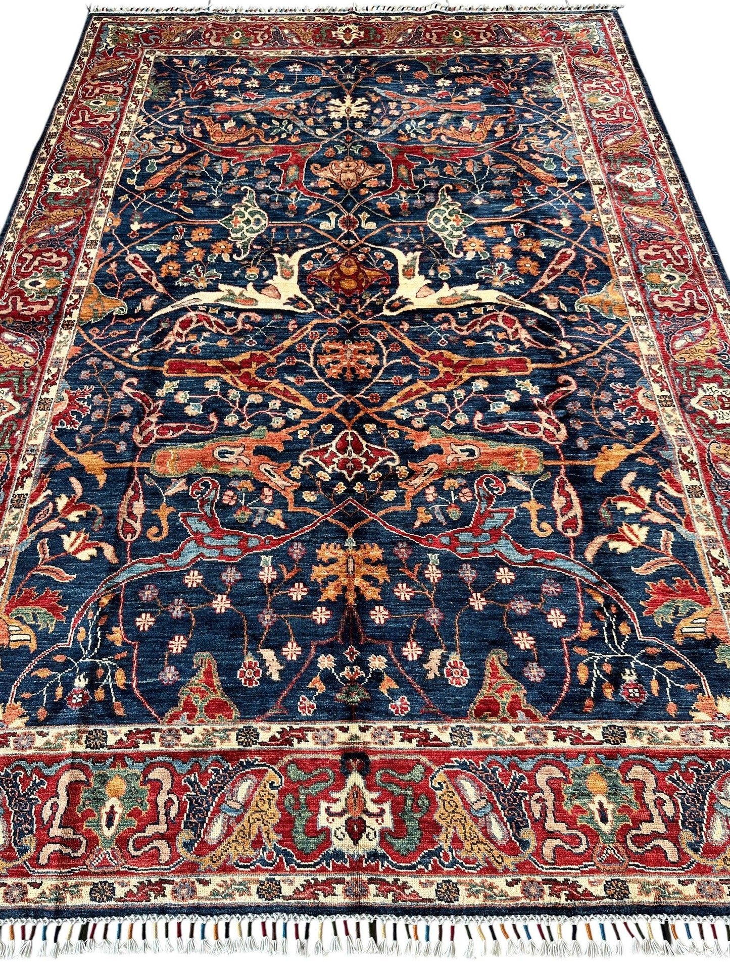 Hand-Knotted Afghani Bidjar Ghazni Wool Rug – 6'7" x 9'10" – Elegant Floral Design - Nuvé