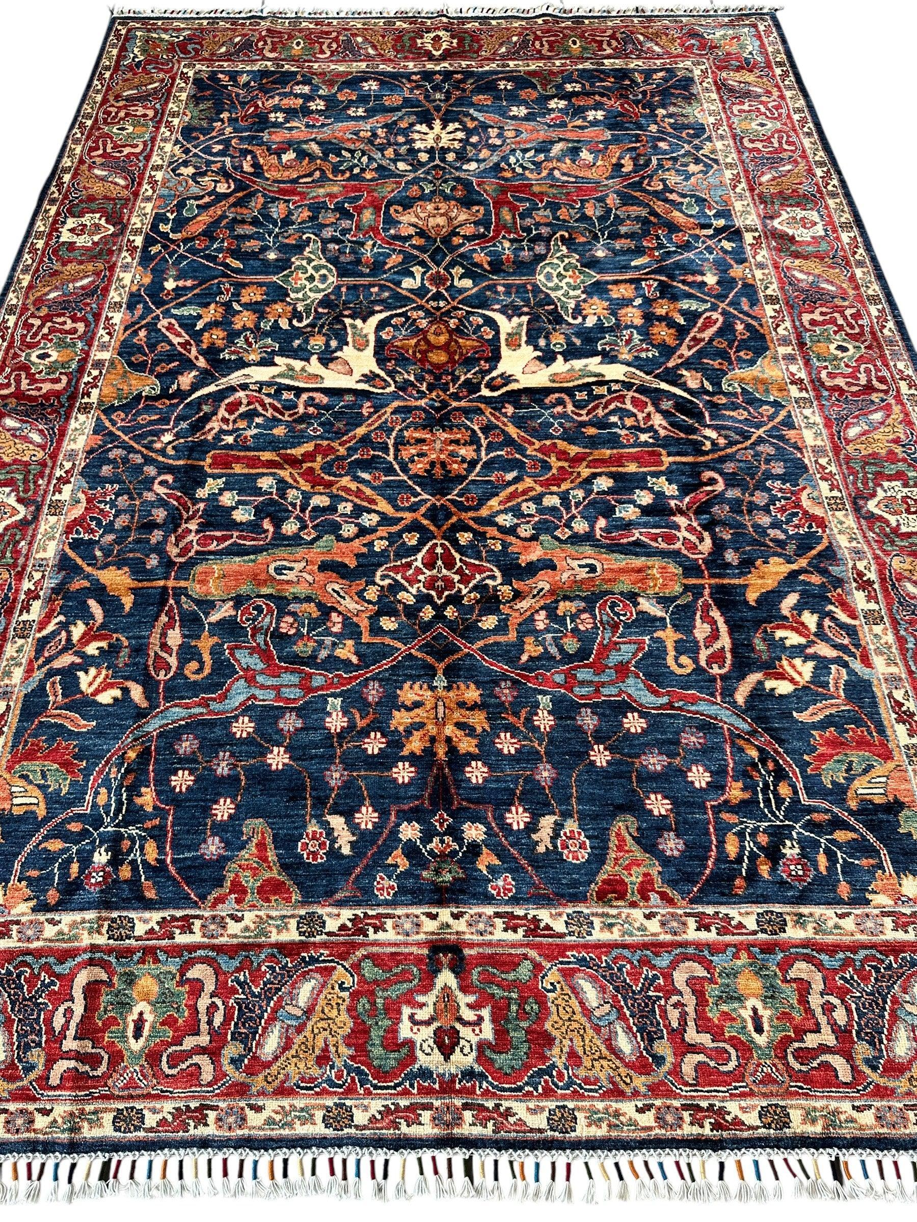 Hand-Knotted Afghani Bidjar Ghazni Wool Rug – 6'7" x 9'10" – Elegant Floral Design - Nuvé