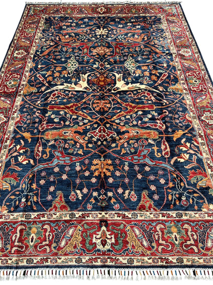 Hand-Knotted Afghani Bidjar Ghazni Wool Rug – 6'7" x 9'10" – Elegant Floral Design - Nuvé