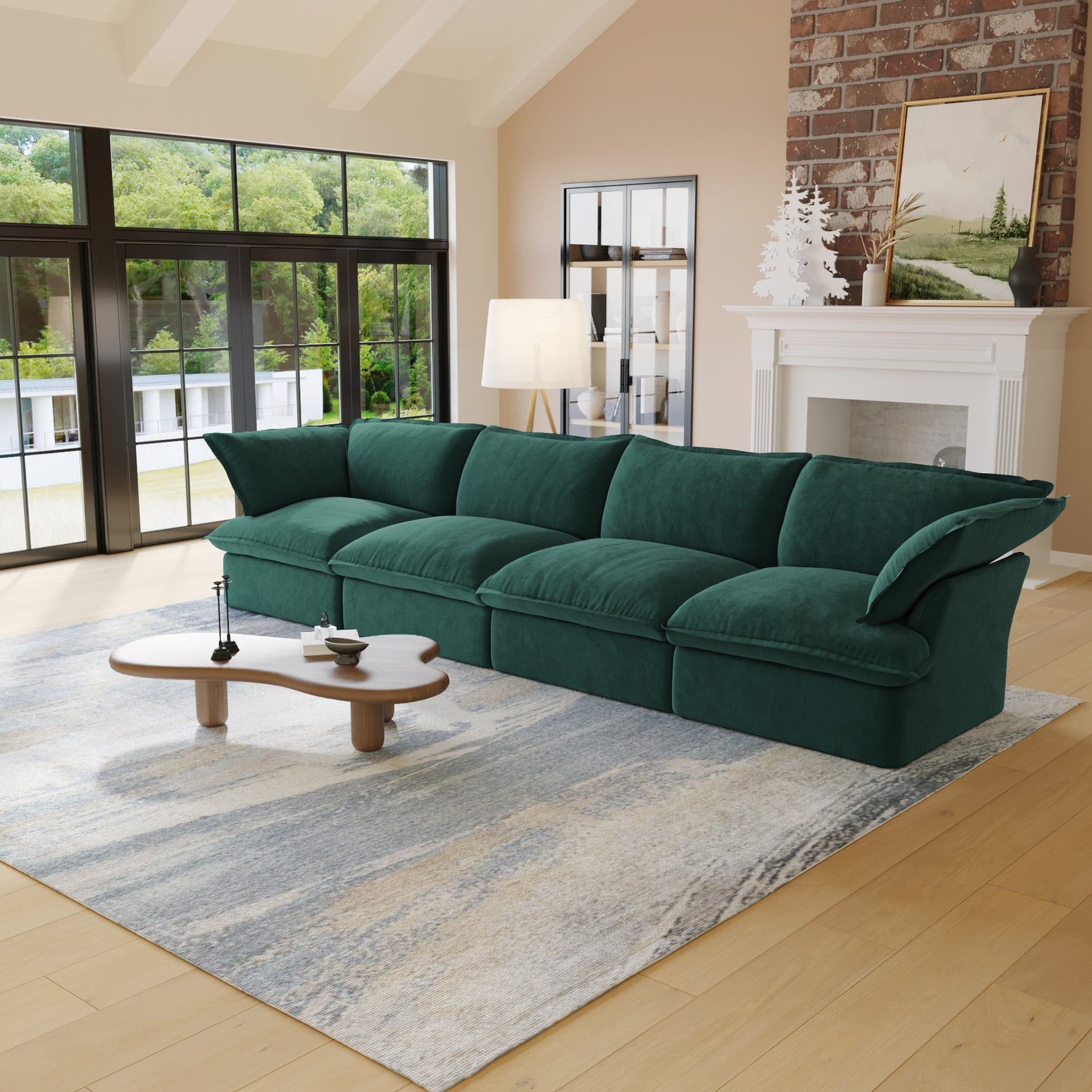 Sabi Modular Boucle Cloud Sofa - Green - 4-Seater Sofa - Nuvé