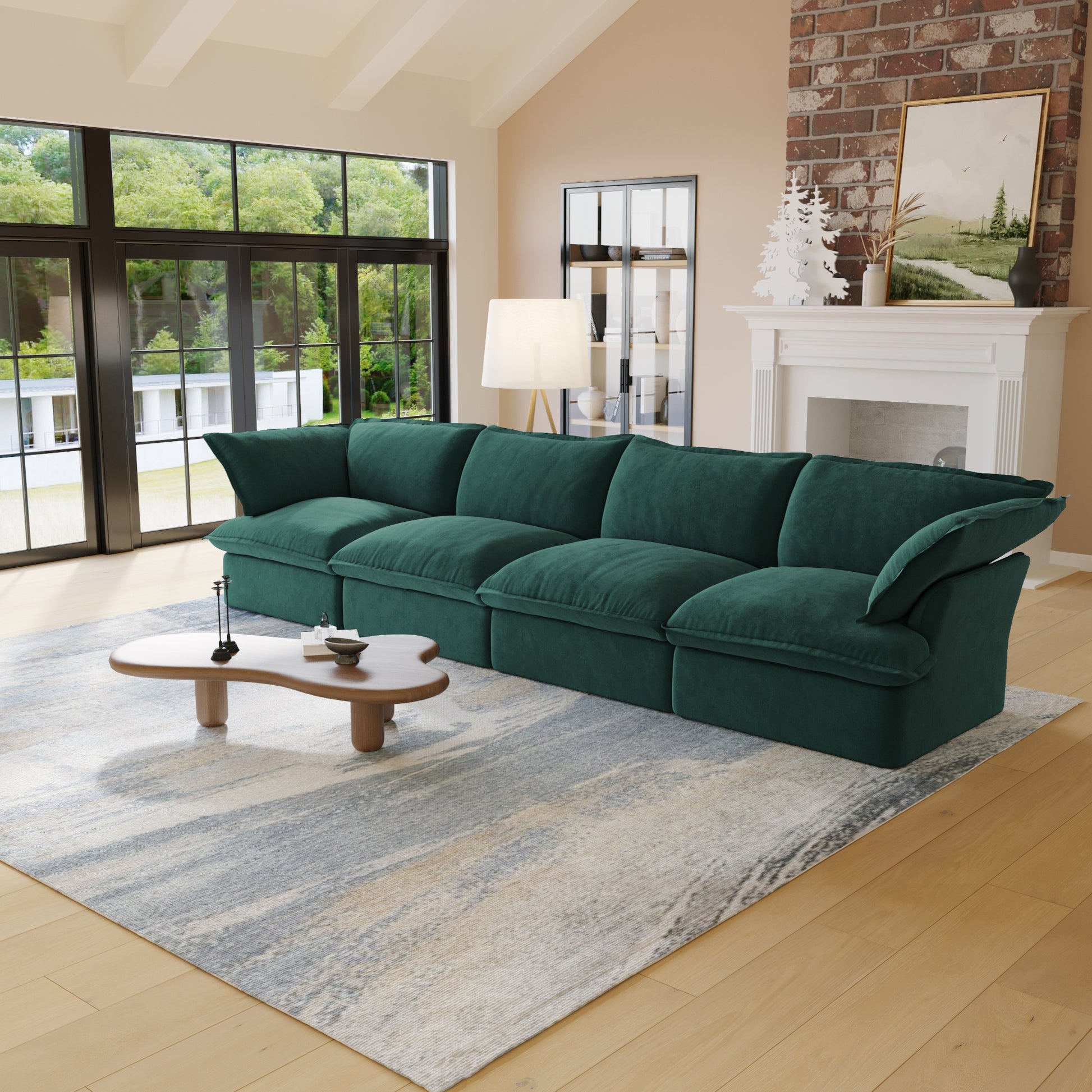 Sabi Modular Boucle Cloud Sofa - Green - 4-Seater Sofa - Nuvé