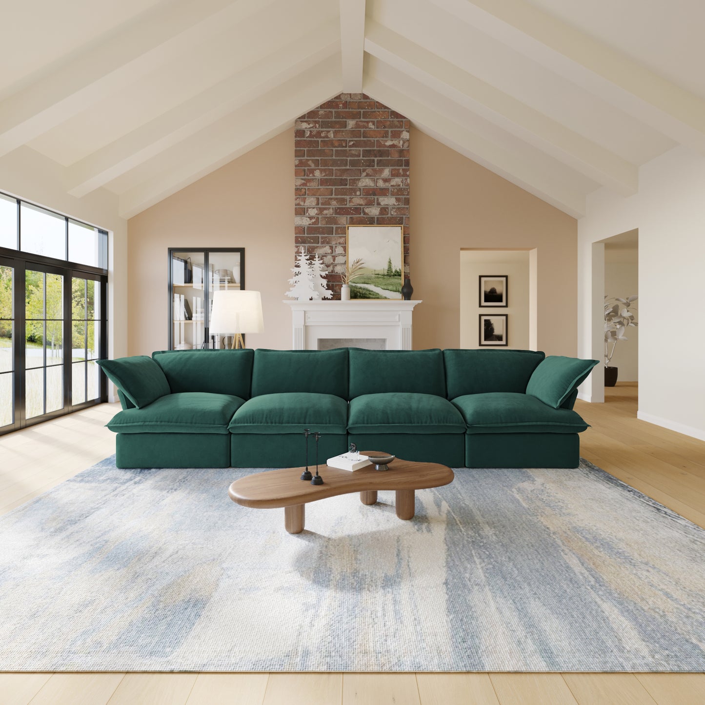 Sabi Modular Boucle Cloud Sofa - Green - 4-Seater Sofa - Nuvé