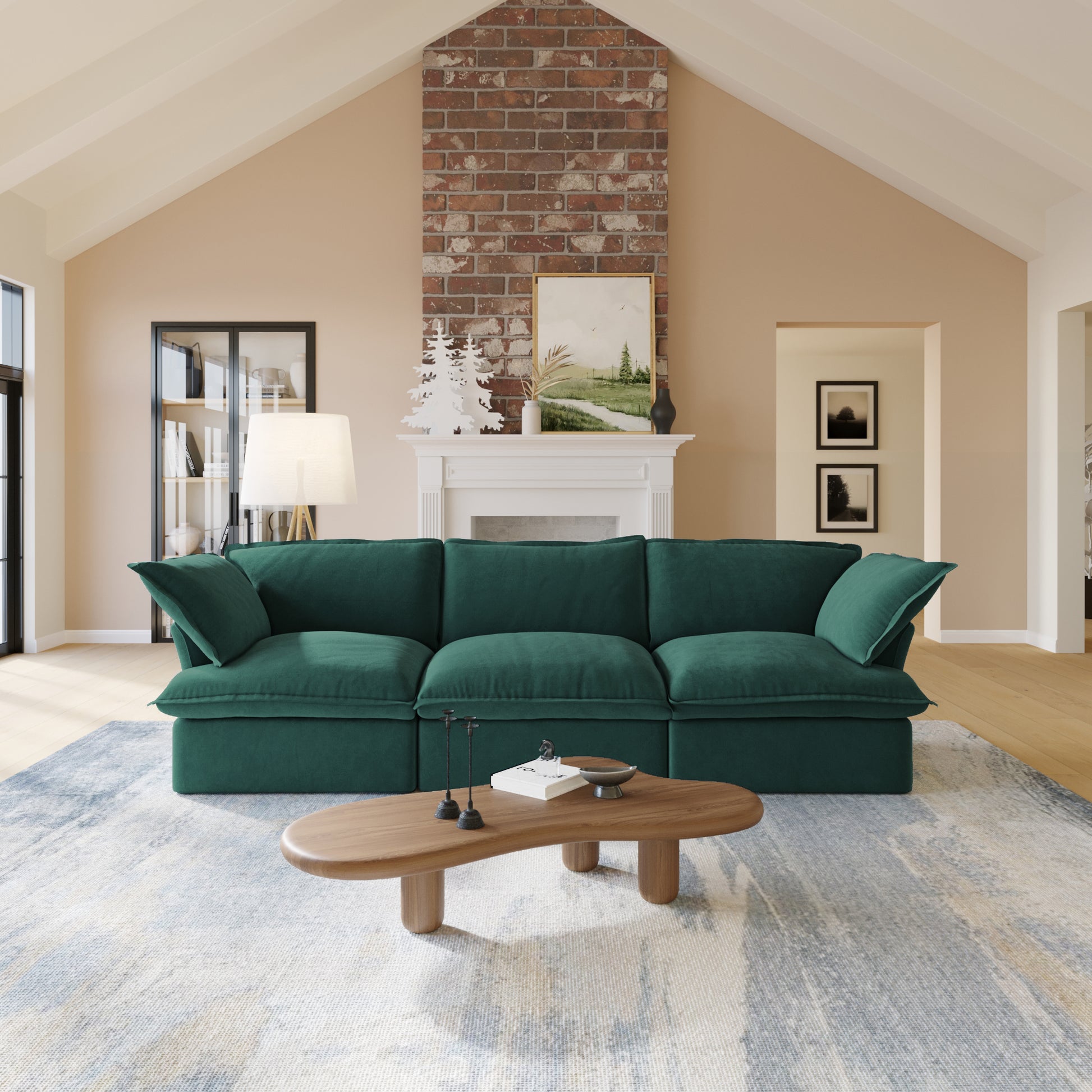 Sabi Modular Boucle Cloud Sofa - Green - 3-Seater Sofa - Nuvé