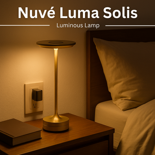 Nuvé® Luma Solis skincare device with sleek design and illuminated controls for at-home facial treatments.