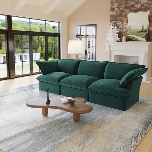 Sabi Modular Boucle Cloud Sofa - Green - 3-Seater Sofa - Nuvé