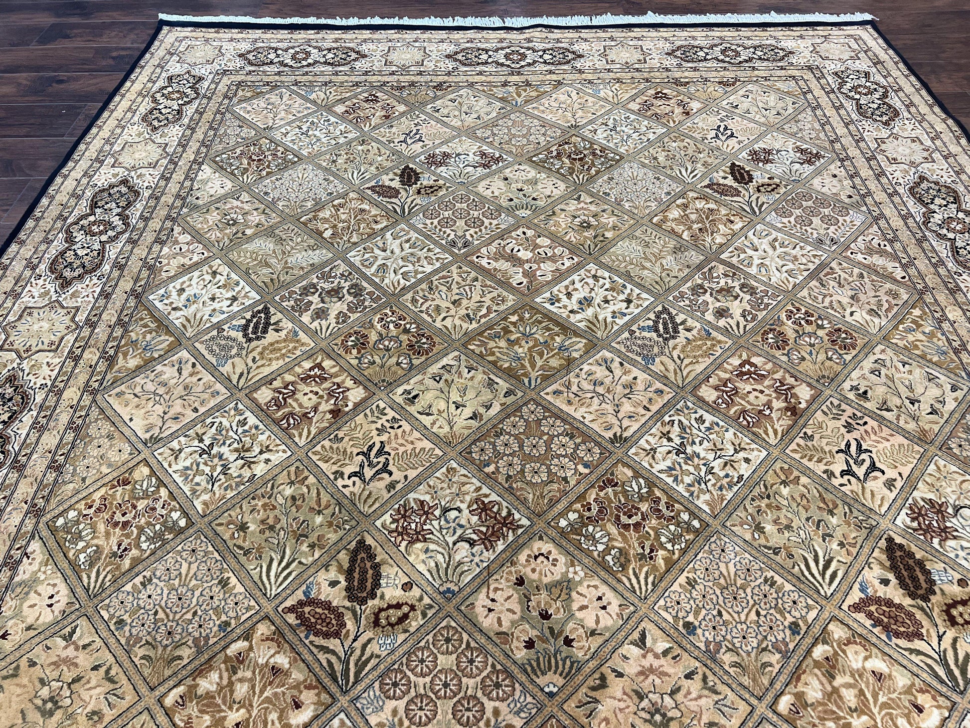 Pak Persian Rug 8x10, Multipanel Kirman Design, Wool Hand Knotted Vintage Carpet, Fine Weave Oriental Rug 8 x 10 - Nuvé