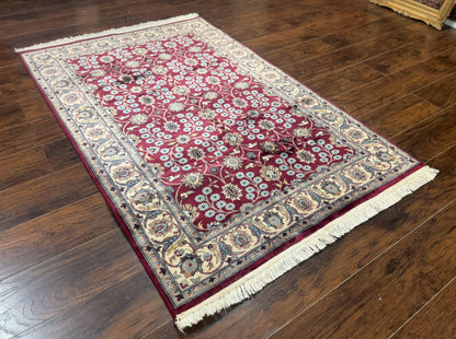 Pak Persian Rug 4x6, Floral Allover, Vintage Wool Carpet, Plum and Ivory - Nuvé