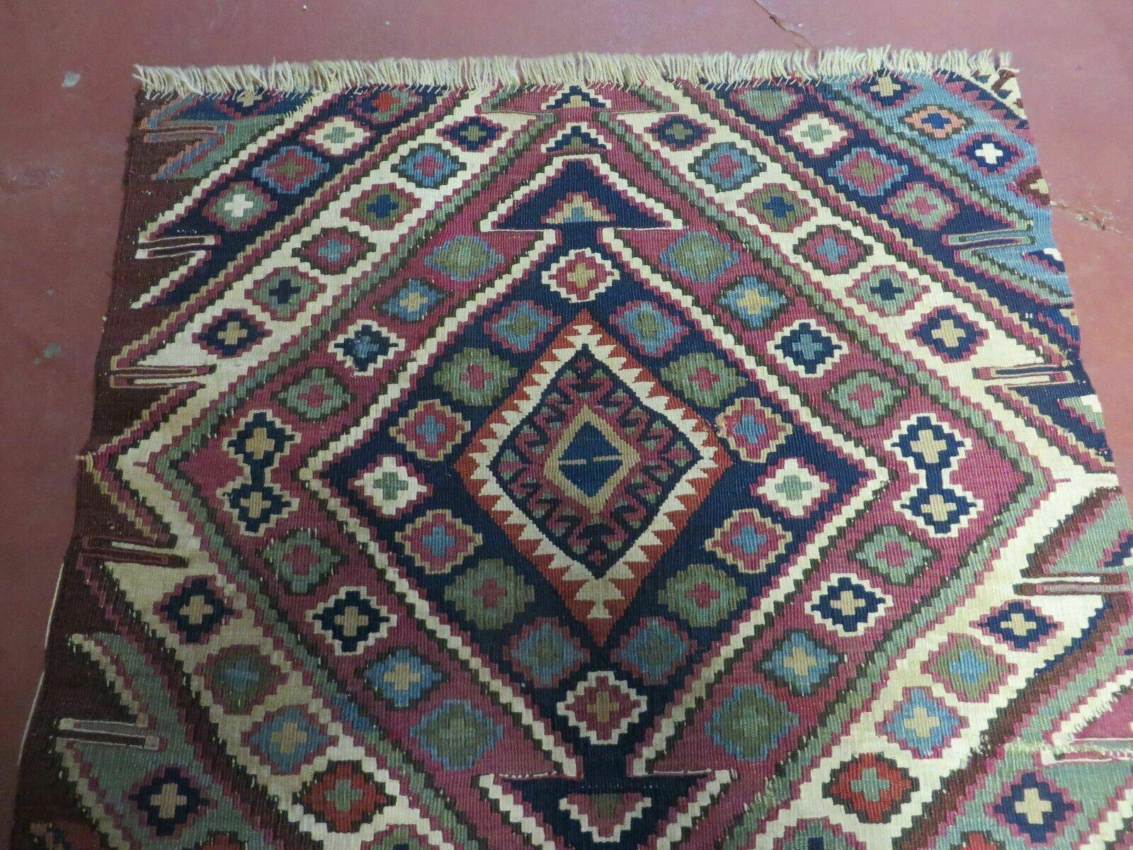 2' 1" X 4' 4" Antique Handmade Bagface Kilim Shirvan Caucasian Wool Rug Nice - Nuvé