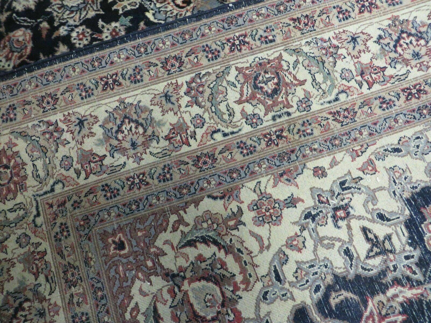 4' X 7' Vintage Handmade India Wool Silk Accent Rug Hand Knotted Black Organic - Nuvé