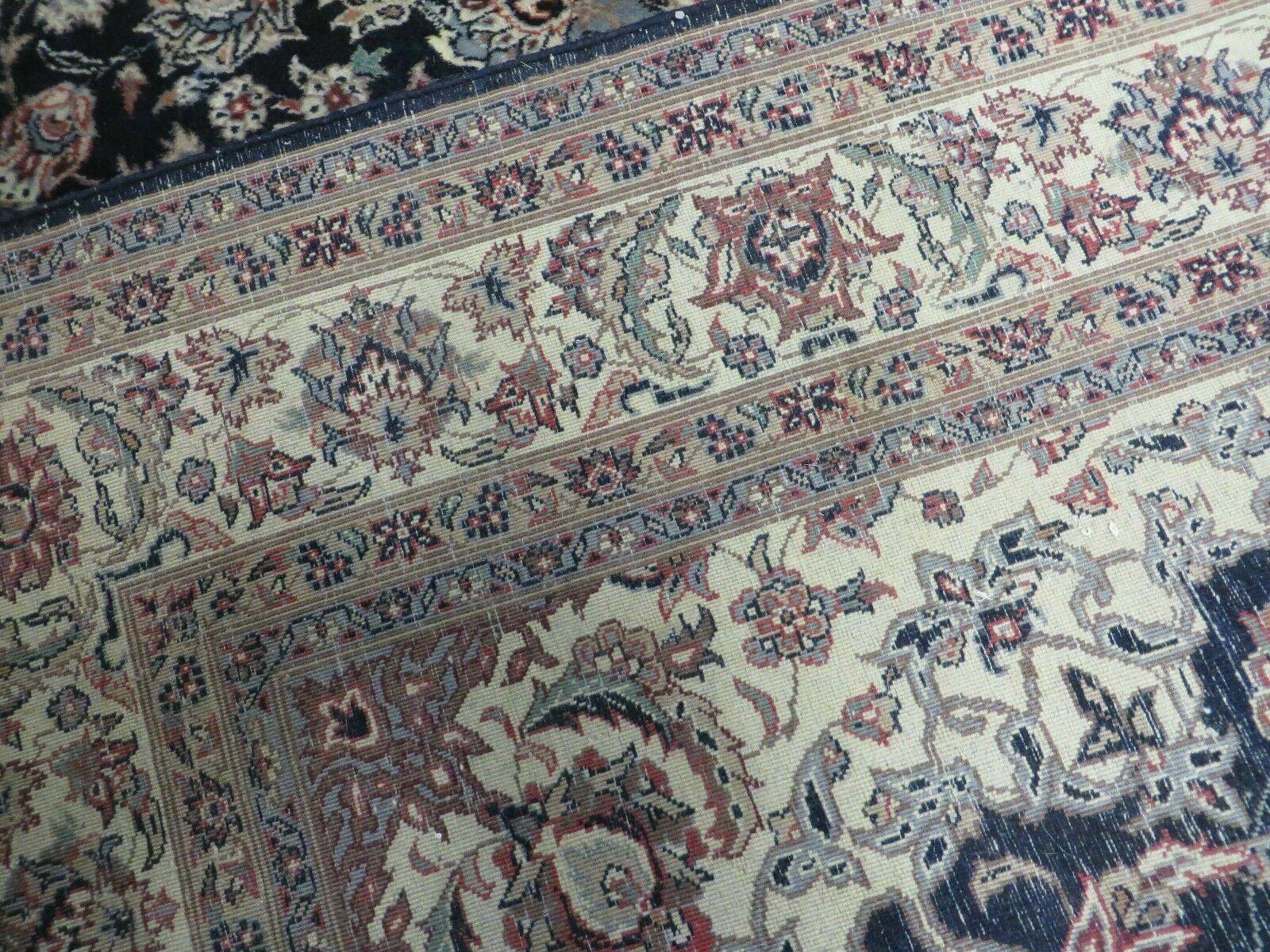 4' X 7' Vintage Handmade India Wool Silk Accent Rug Hand Knotted Black Organic - Nuvé
