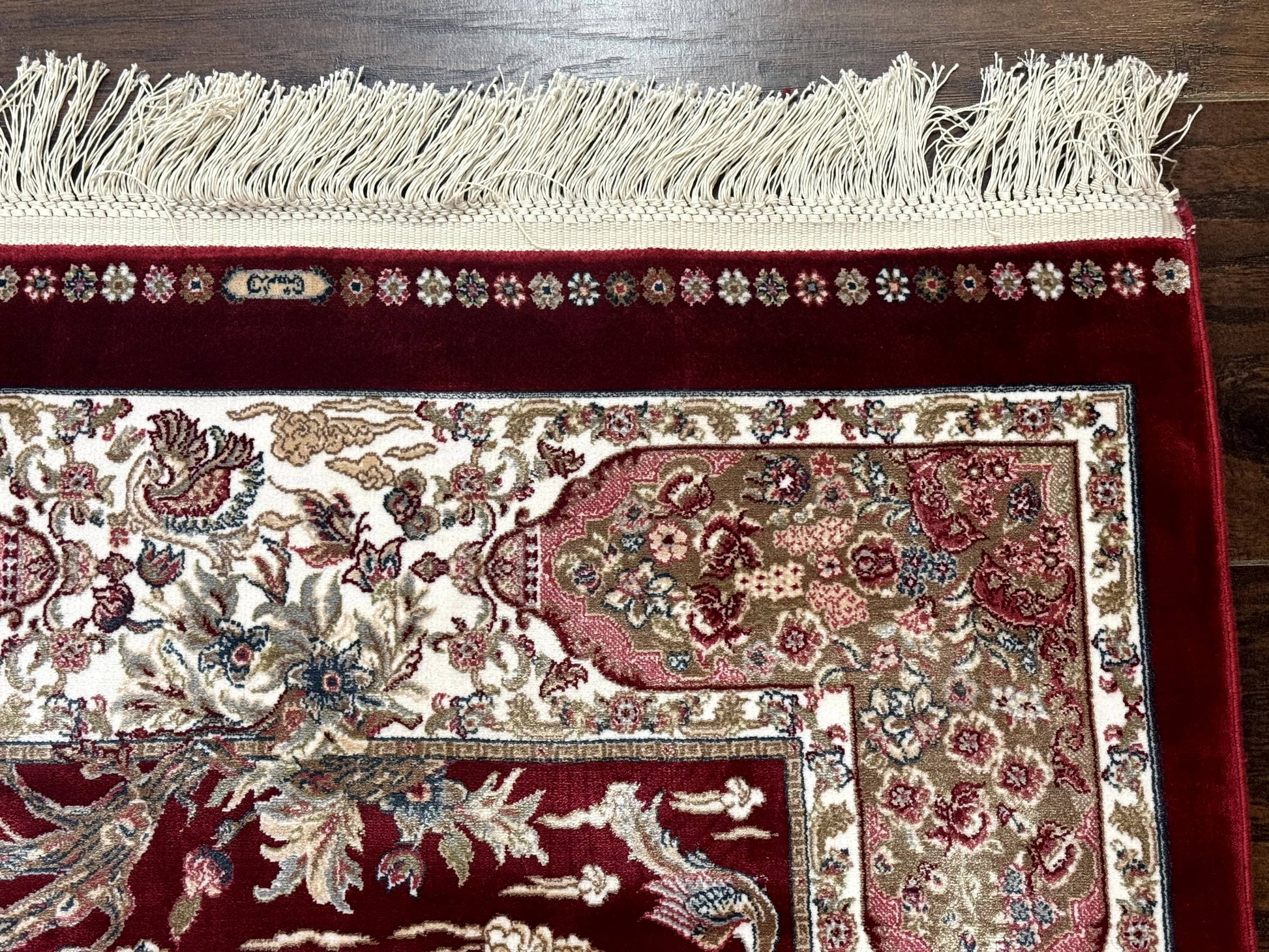 Dark Red Turkish Silk Rug 2.6 x 4, Hunting Design Scene, Bamboo Silk - Nuvé