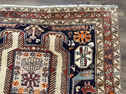 Persian Ardabil Wide Runner Rug 4x10 - Geometric Medallions & Animal Pictorials - Nuvé