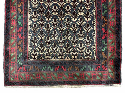 3x5 New Vintage Handmade Wool Rug Tribal Balouch Turkoman Prayer Rug Veggie Dyes