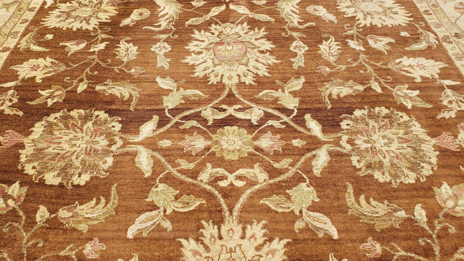 Indo Persian Rug 10x14, Mahal Sultanabad Oriental Carpet, Burnt Orange & Beige, Handmade Wool Area Rug - Nuvé