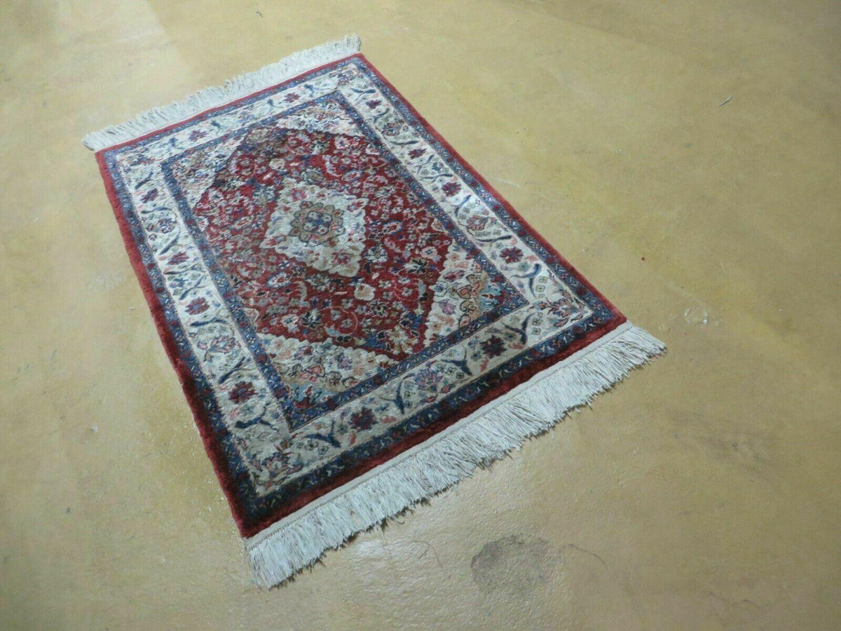 2' X 3' Handmade Chinese Floral Oriental Silk Rug Carpet Nice Red