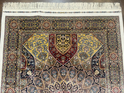 Turkish Silk Rug 4x6, Dome Design, Memluk Carpet, Bamboo Silk, New - Nuvé