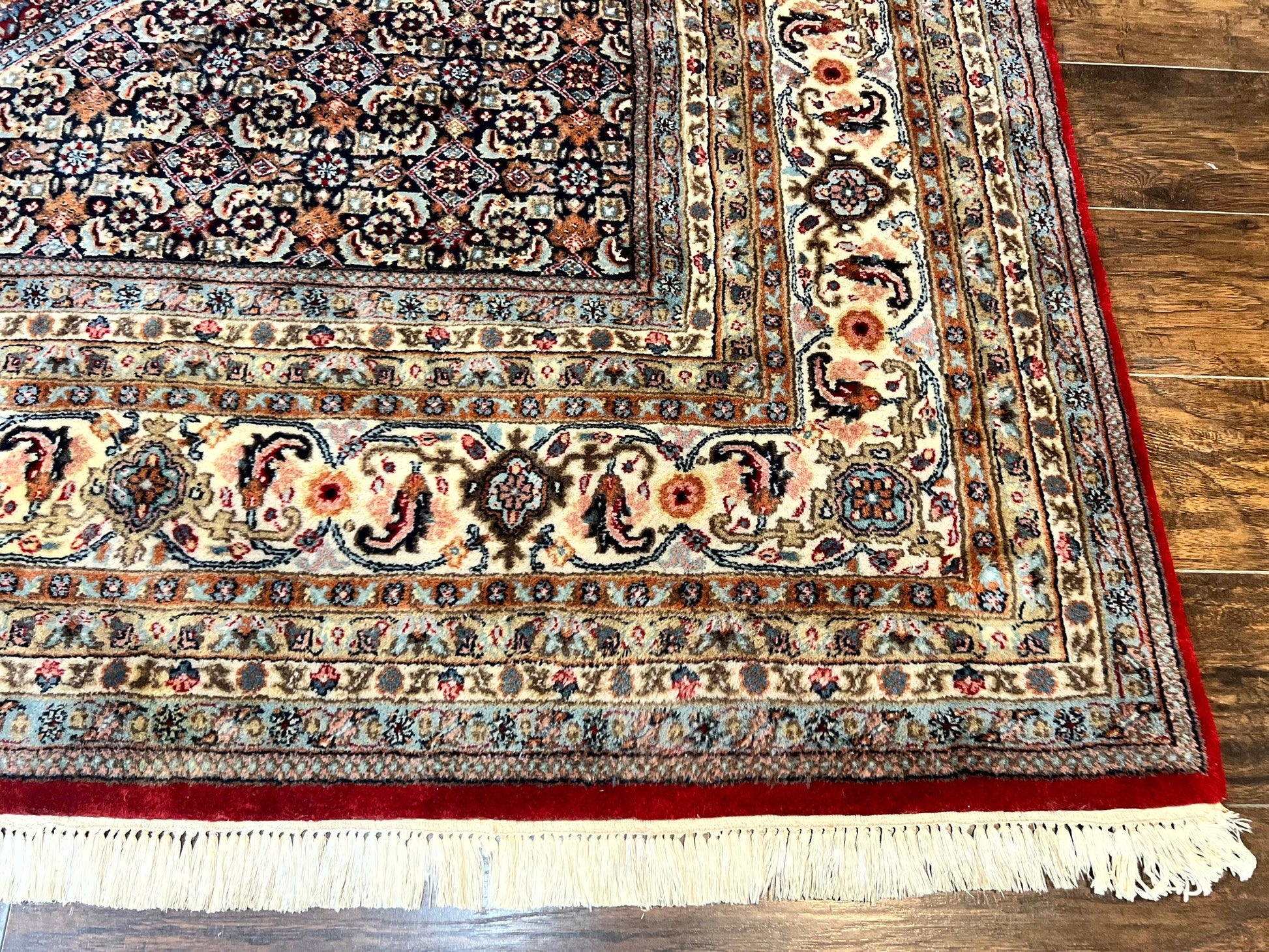 Square Indo Persian Bidjar Rug 10x10, Red, Handmade Vintage Wool Carpet - Nuvé
