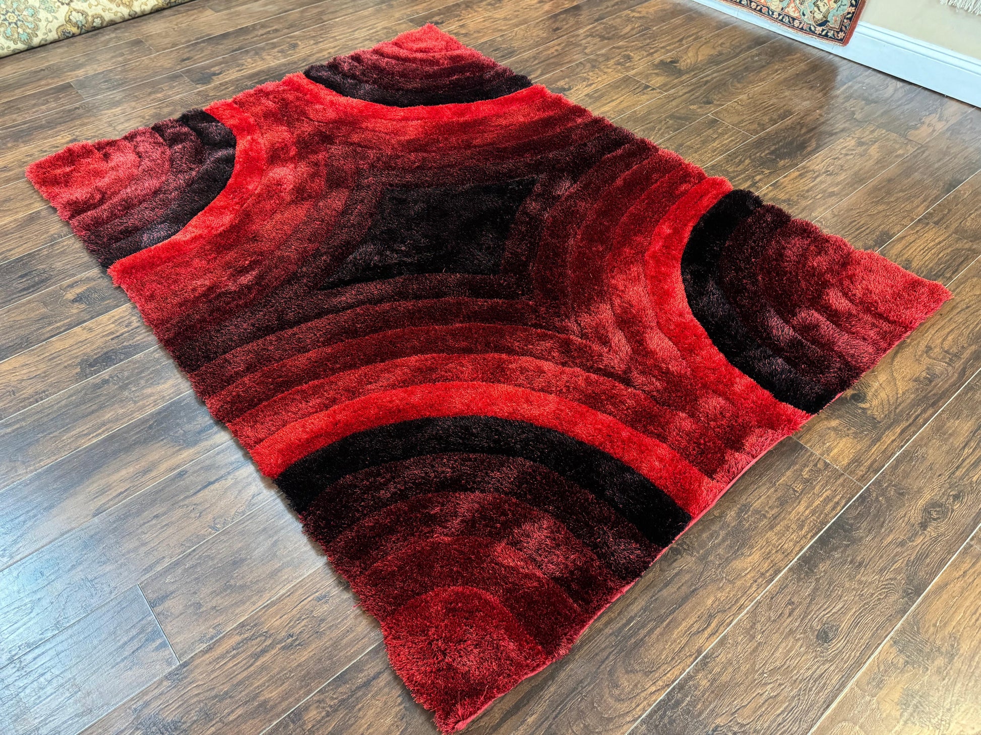 Red and Black Shag Rug 5x7, Pair A - Nuvé