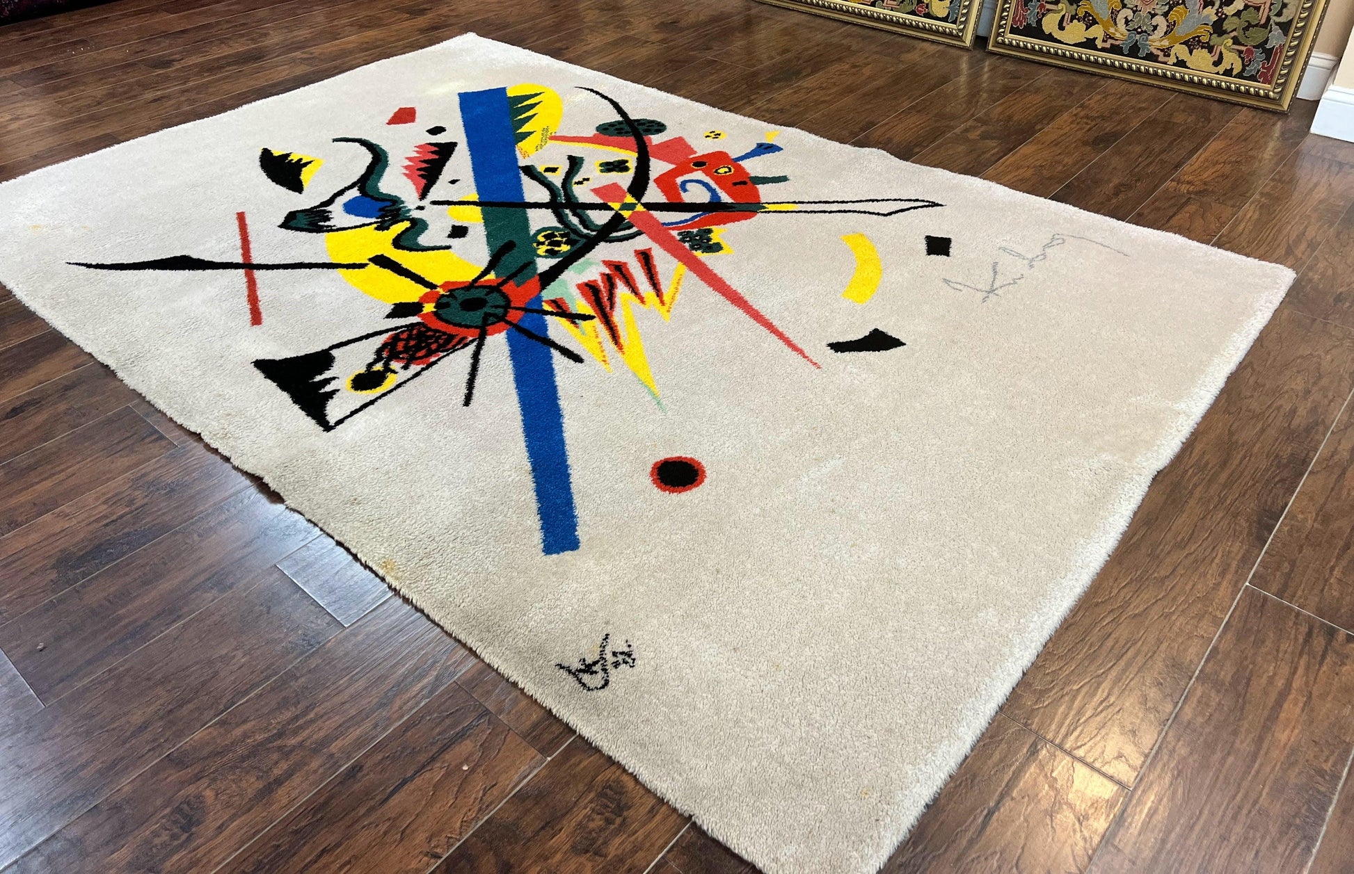 Danish Rya Shag Rug 6x9, EGE Axminster Carpet, Ivory, Modern Abstract Rug, Signed by Designer - Nuvé