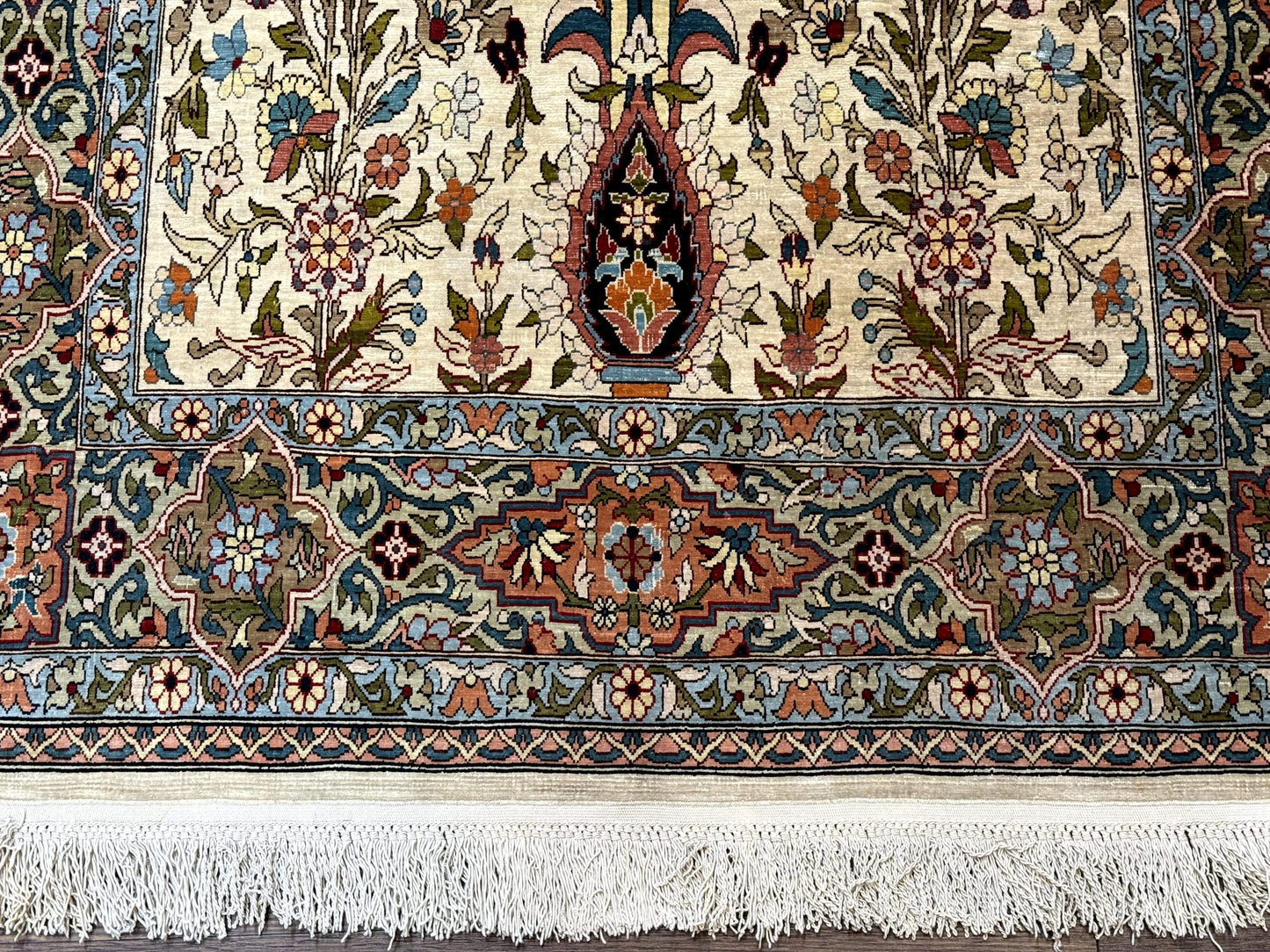 Rare Turkish Hereke Silk Rug 3x5, Tree of Life Persian Vase Design, Very Fine 440 KPSI, Signed - Nuvé