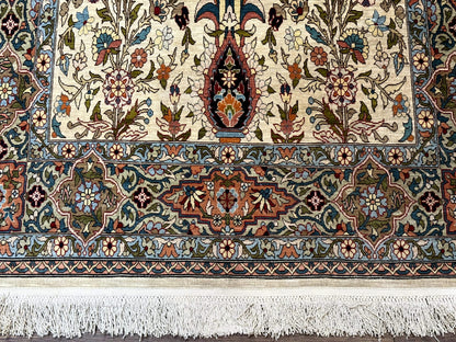 Rare Turkish Hereke Silk Rug 3x5, Tree of Life Persian Vase Design, Very Fine 440 KPSI, Signed - Nuvé