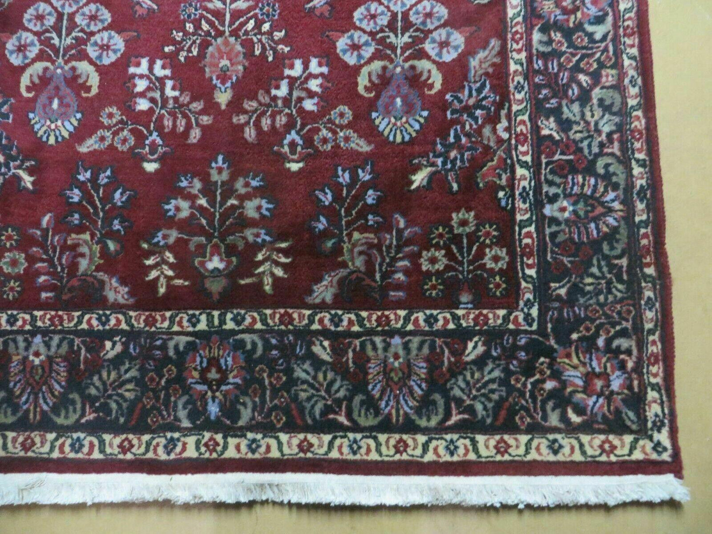 4' X 6' Vintage Handmade Fine India Jaipur Floral Oriental Wool Rug Red Nice - Nuvé
