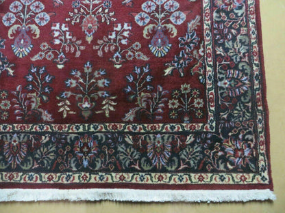 4' X 6' Vintage Handmade Fine India Jaipur Floral Oriental Wool Rug Red Nice - Nuvé