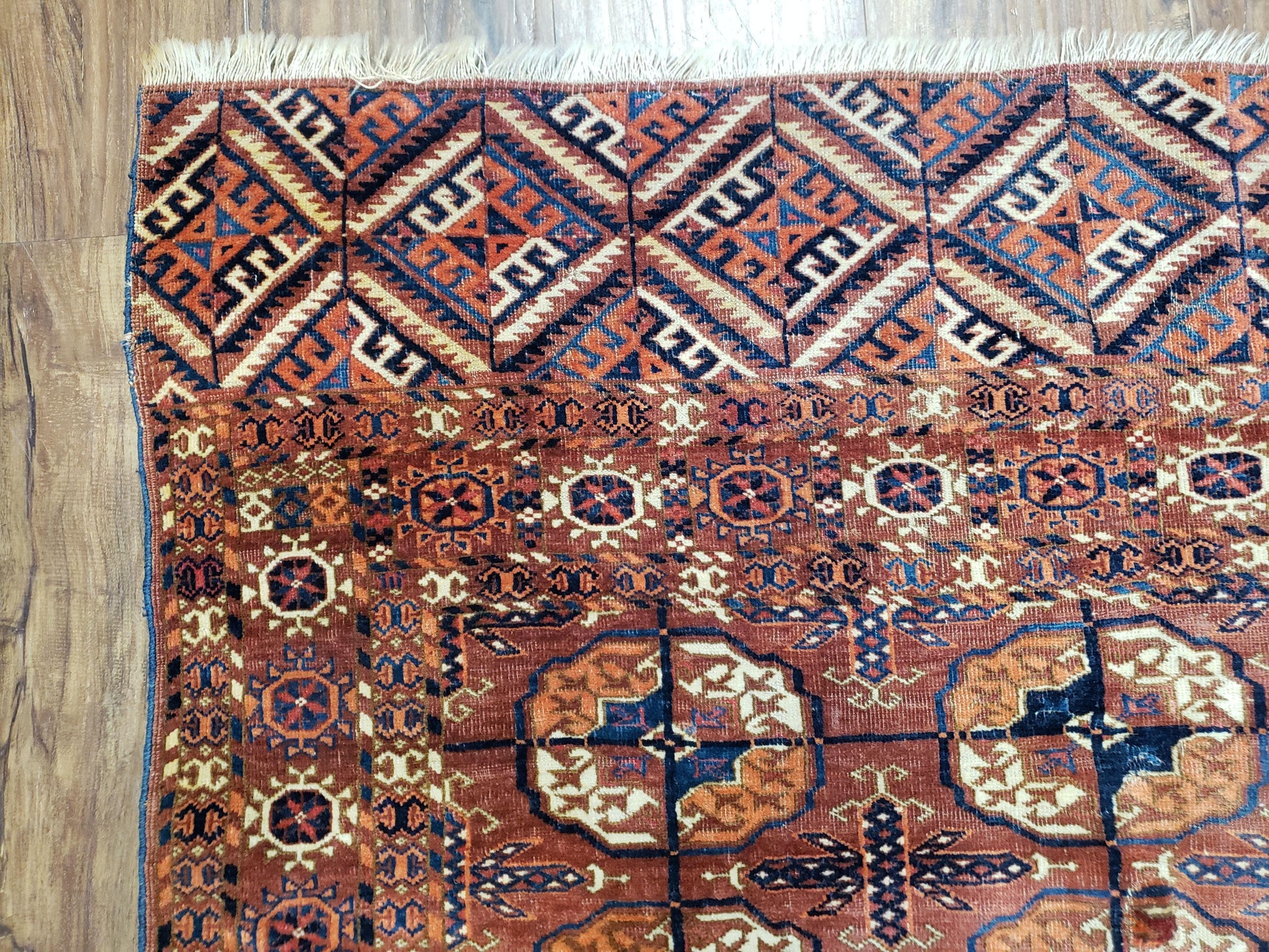4x7 Antique Yamud Rug Russian Rug Turkoman Rug Fine Weave Rug - Nuvé