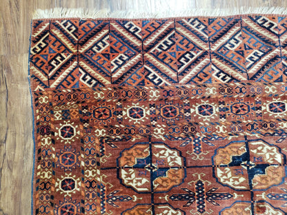 4x7 Antique Yamud Rug Russian Rug Turkoman Rug Fine Weave Rug - Nuvé