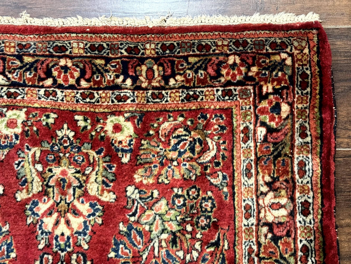 Red Persian Sarouk Rug 3 x 5.8, Antique Wool Carpet, 210 KPSI - Nuvé
