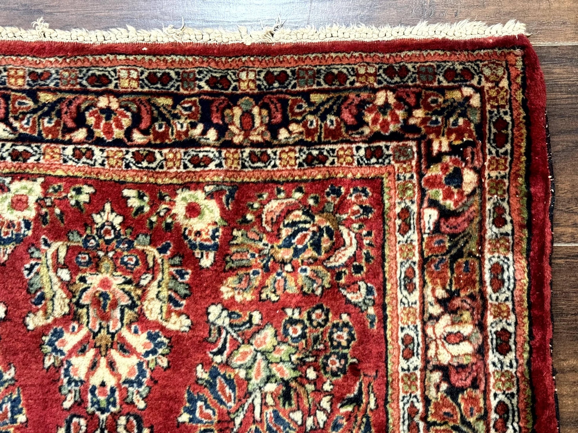 Red Persian Sarouk Rug 3 x 5.8, Antique Wool Carpet, 210 KPSI - Nuvé