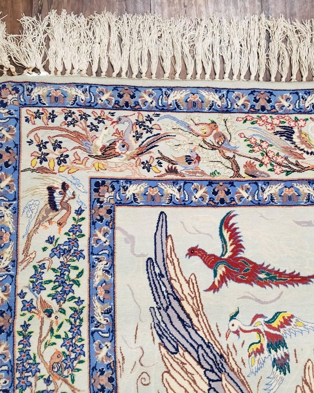 Semi Antique Persian Pictorial Rug 3'6" x 6", Angel Speaking to Prophet, Kork Wool on Silk Foundation, Detailed, Animals, Poetry, Wall Hanging Rug - Nuvé
