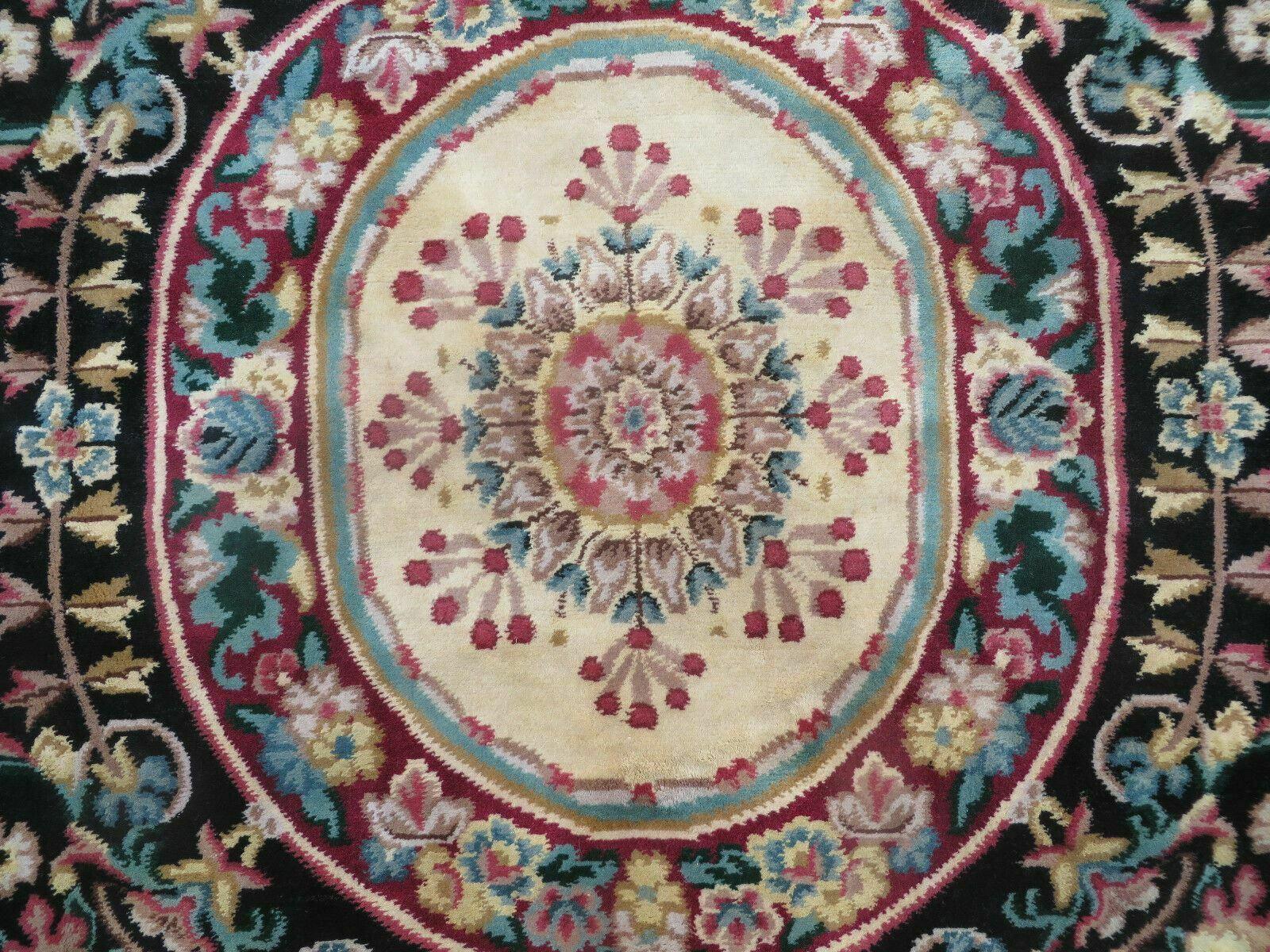 9' X 12' Decorative Chinese Aubusson Hand Knotted Pile Wool Rug Black Nice - Nuvé