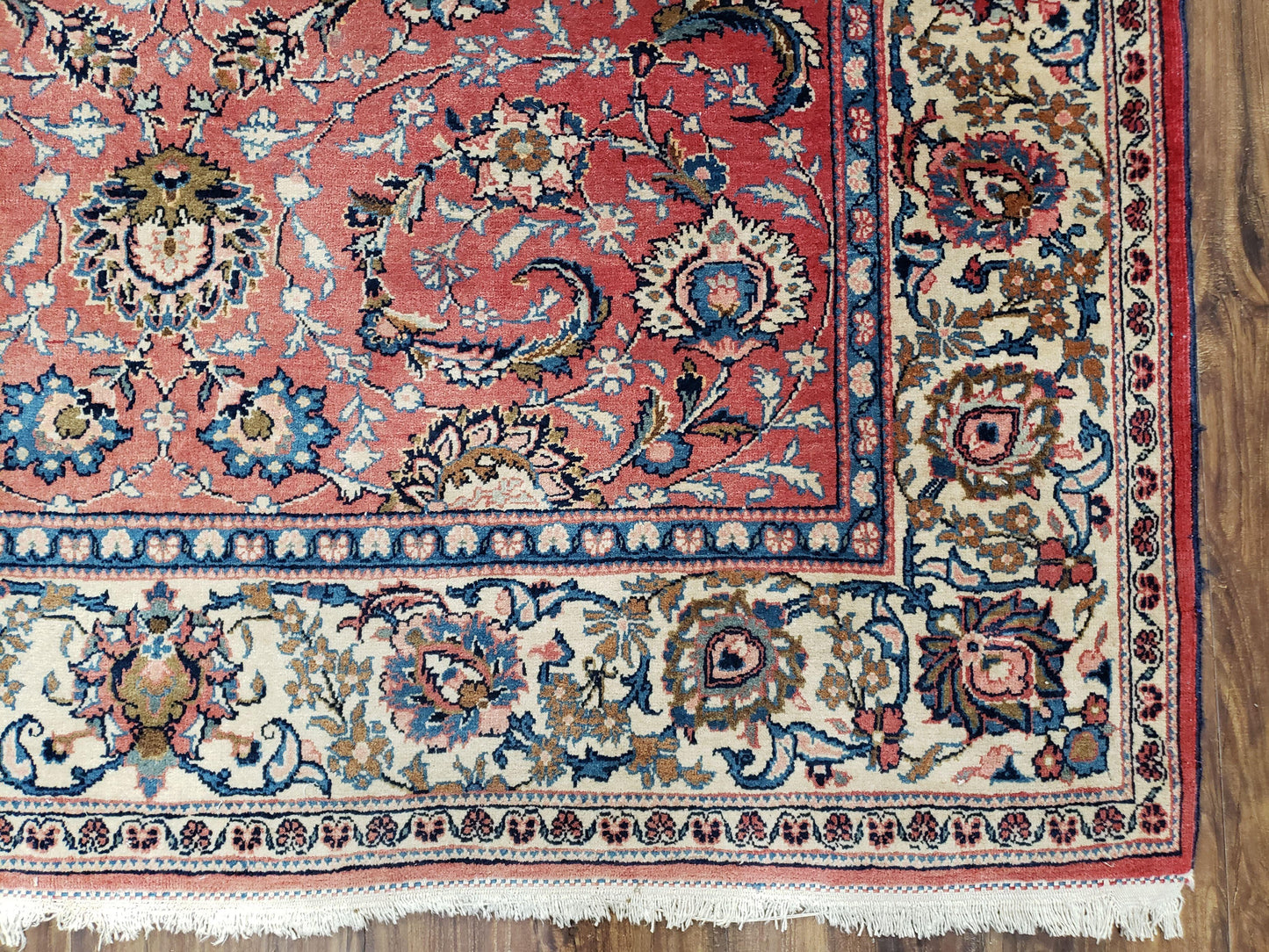 Semi Antique Persian Kashan, Red & Cream, Hand-Knotted, Wool, 4' 8" x 6' 6", Pair A - Nuvé