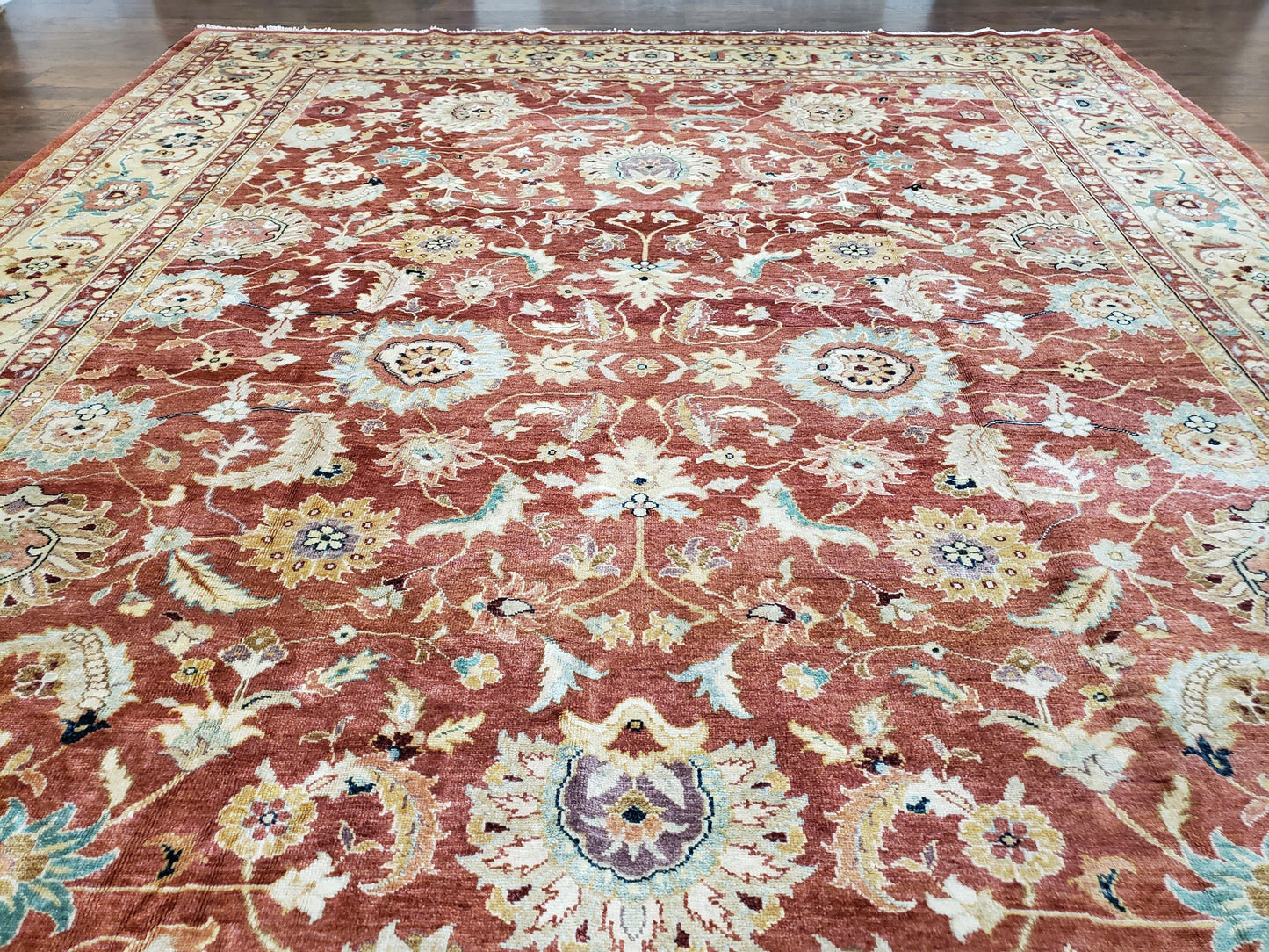 Safavieh Room Sized Rug 10x14, Wool Hand-Knotted Auburn Red & Light Gold Egyptian Mahal Oriental Carpet, 10 x 14 Large Living Room Rug - Nuvé