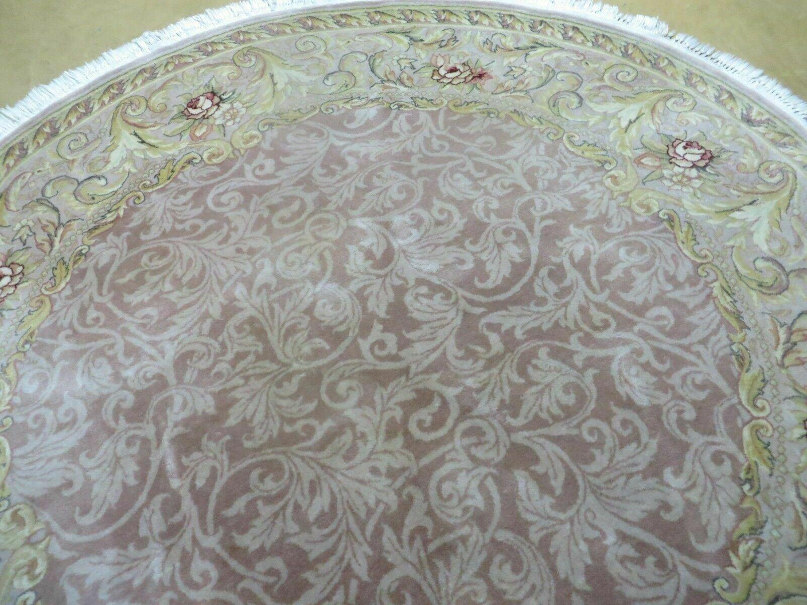 6' X 6' Round Handmade Fine Chinese Floral Oriental Silk Wool Rug Carpet Nice - Nuvé