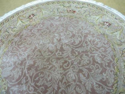 6' X 6' Round Handmade Fine Chinese Floral Oriental Silk Wool Rug Carpet Nice - Nuvé