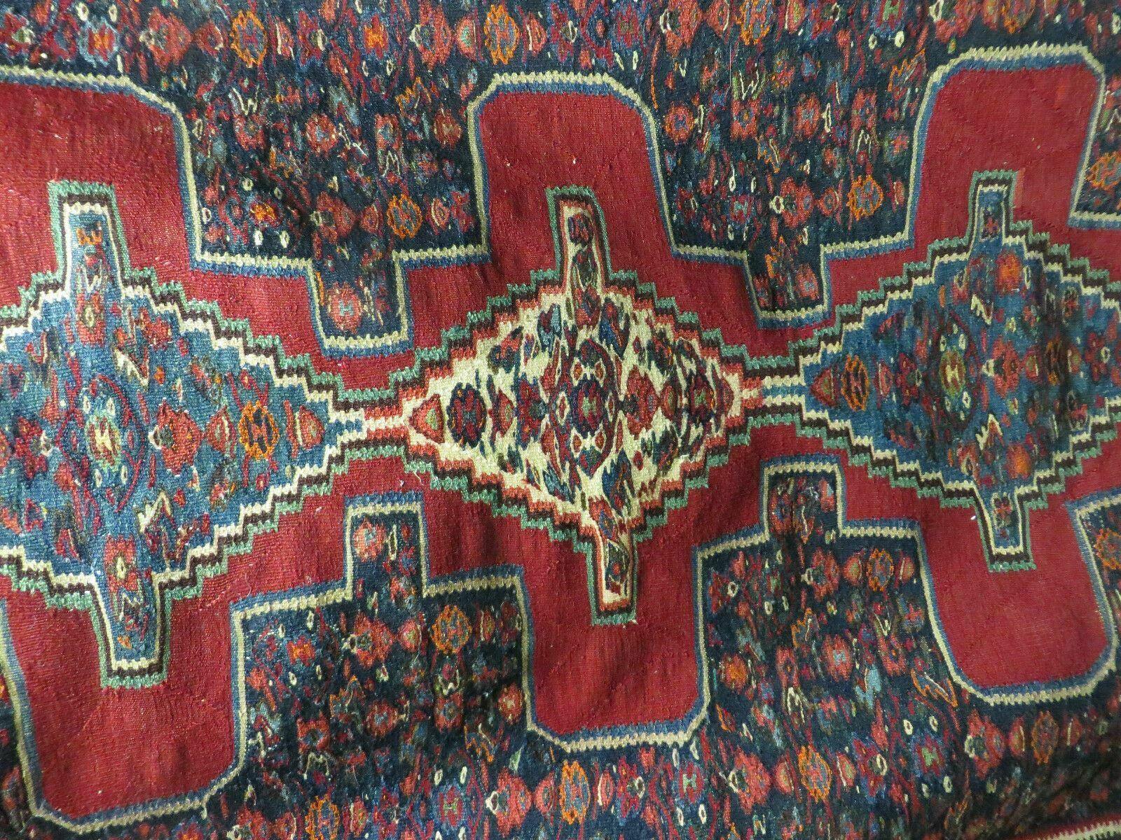 4' X 5' Antique Handmade Turkish Wool Kilim Flat weave Rug Blanket Tribal - Nuvé