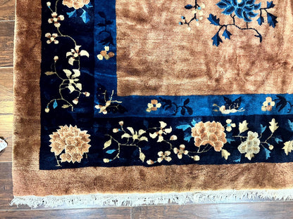 Antique Chinese Wool Rug 9x12, Large Peking Carpet, Handmade, Nichols Rug - Nuvé