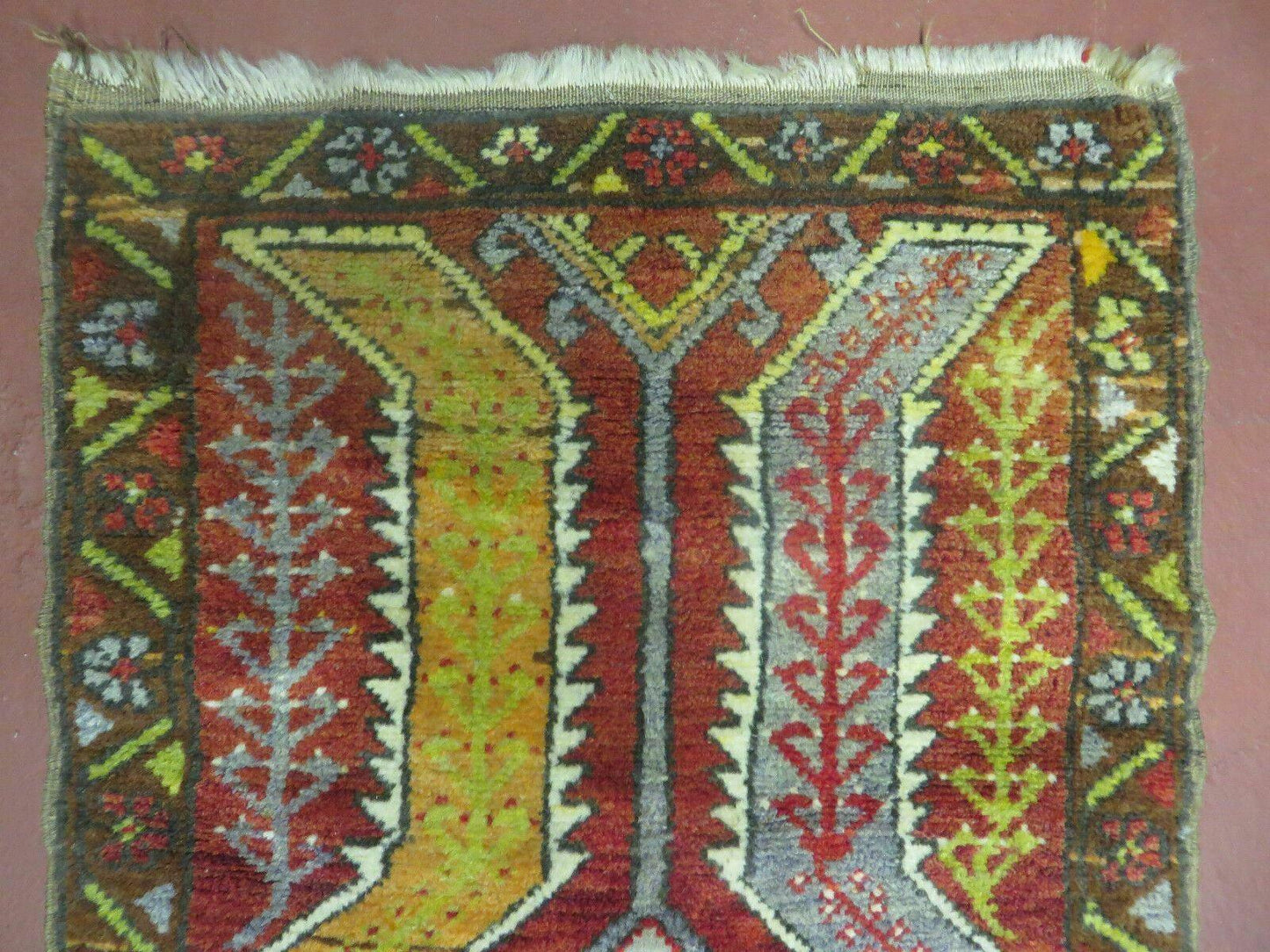 Small Turkish Yastik Rug 1.9 x 2.10, Antique Handmade Oushak Carpet - Nuvé