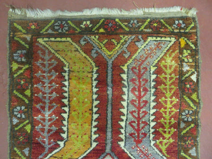 Small Turkish Yastik Rug 1.9 x 2.10, Antique Handmade Oushak Carpet - Nuvé