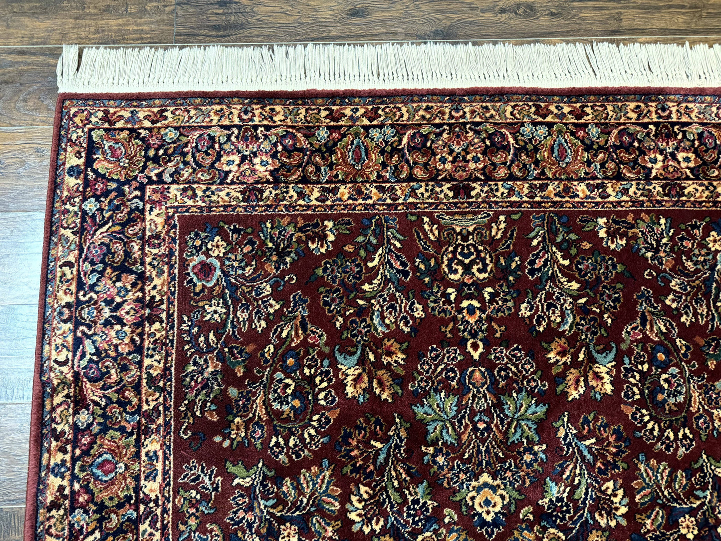 5.9 x 9 Karastan Rug Red Sarouk Rug #785, 100% Wile Pile Carpet, Original 700 Series, Vintage - Nuvé