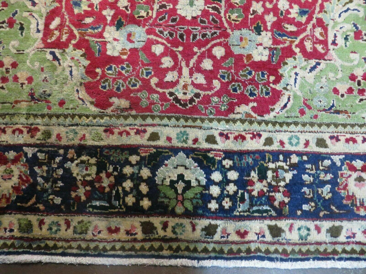 Persian Tabriz Rug 7x10, Red Blue and Green Rug, Allover Floral Medallion Rug, Hand Knotted Rug, Antique Rug 7 x 10 Vintage Wool Oriental Carpet - Nuvé