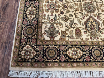 Indo Mahal Rug 6x9, Indian Floral Carpet 6 x 9, Beige and Black, Allover Design, Living Room Rug, Bedroom Rug, Traditional Rug, Vintage Rug - Nuvé