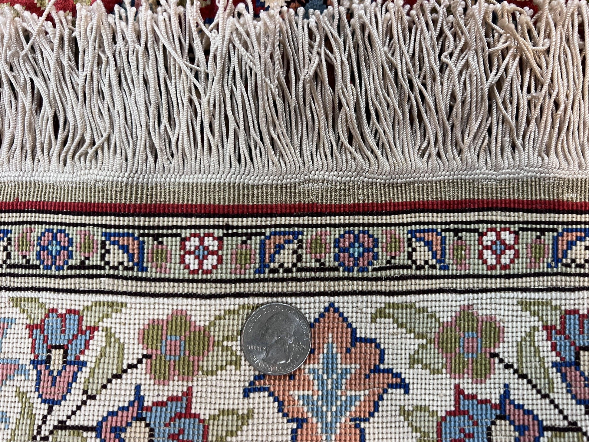 Silk Turkish Kayseri Rug 2x3, Small All Silk Turkish Carpet, Red and Light Blue, Very Fine Hand Knotted Semi Antique Vintage Handmade Rug - Nuvé